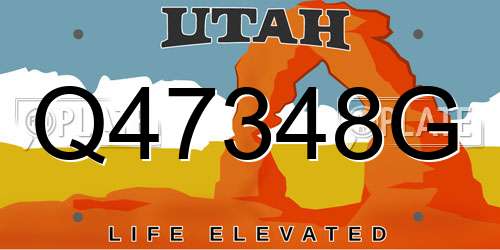 Q47348G Utah License Plate