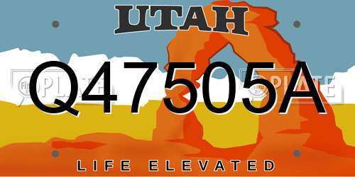 Q47505A Utah License Plate