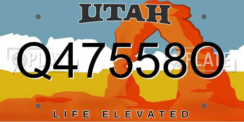 Q47558O Utah License Plate