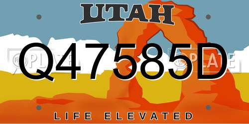 Q47585D Utah License Plate