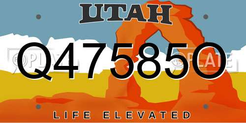Q47585O Utah License Plate