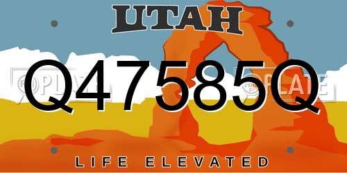 Q47585Q Utah License Plate