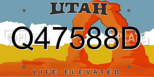 Q47588D Utah License Plate
