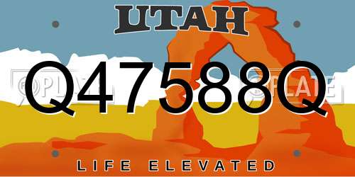 Q47588Q Utah License Plate