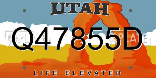 Q47855D Utah License Plate