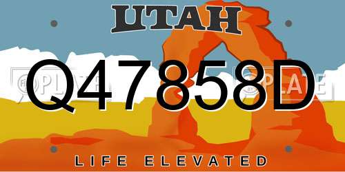 Q47858D Utah License Plate