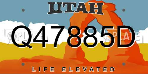 Q47885D Utah License Plate