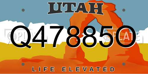 Q47885O Utah License Plate