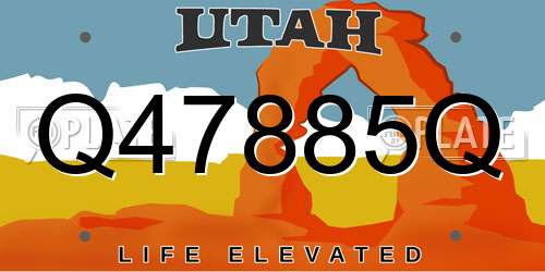 Q47885Q Utah License Plate