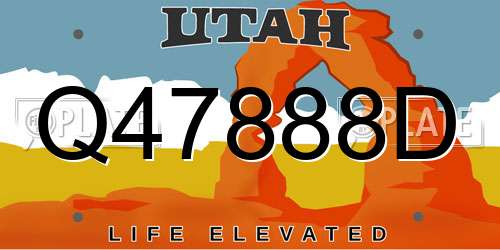 Q47888D Utah License Plate