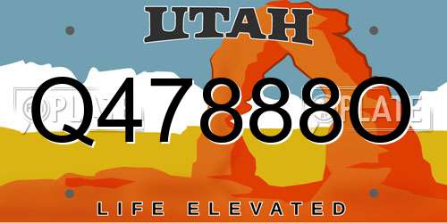 Q47888O Utah License Plate
