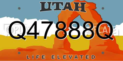 Q47888Q Utah License Plate