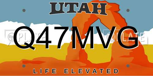 Q47MVG Utah License Plate