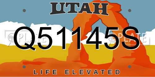 Q51145S Utah License Plate