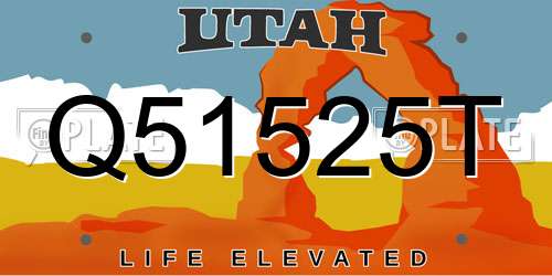 Q51525T Utah License Plate