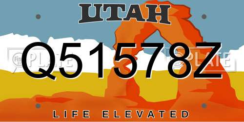 Q51578Z Utah License Plate
