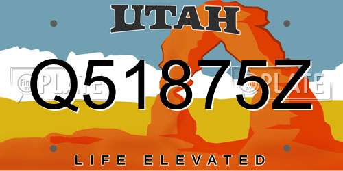 Q51875Z Utah License Plate