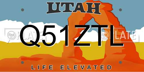 Q51ZTL Utah License Plate