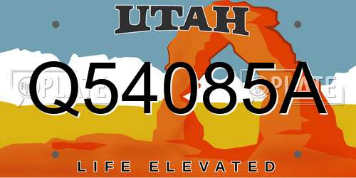 Q54085A Utah License Plate