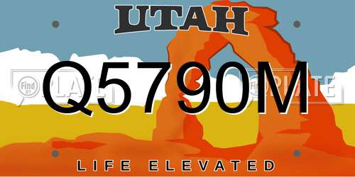 Q5790M Utah License Plate