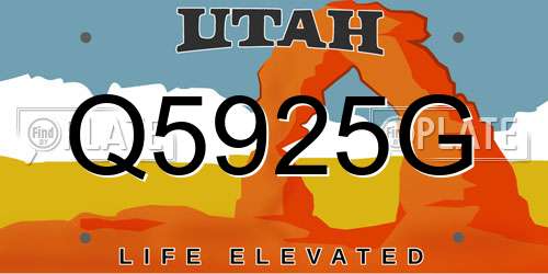Q5925G Utah License Plate