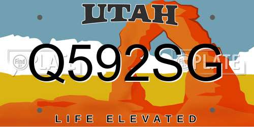 Q592SG Utah License Plate