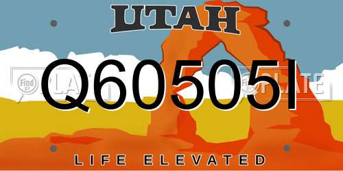 Q60505I Utah License Plate