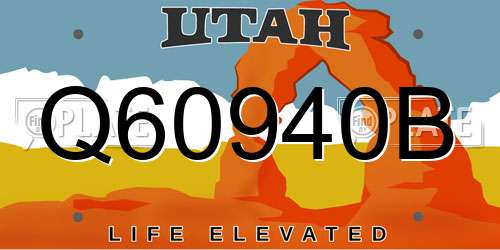 Q60940B Utah License Plate