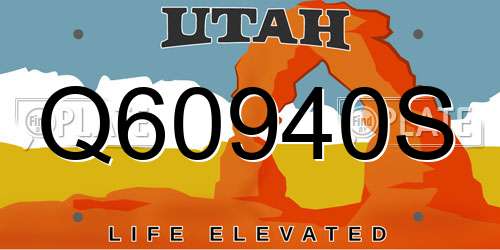 Q60940S Utah License Plate