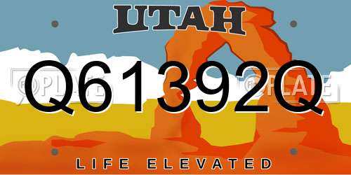 Q61392Q Utah License Plate