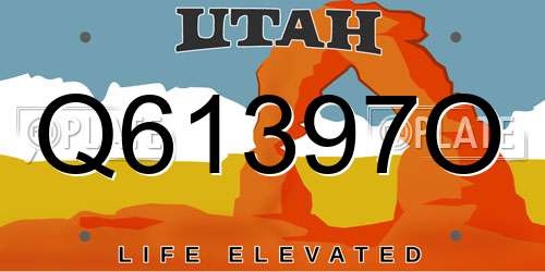Q61397O Utah License Plate
