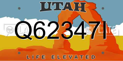 Q62347I Utah License Plate