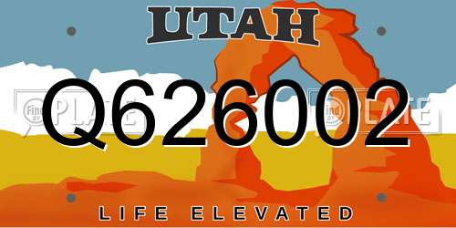 Q626002 Utah License Plate