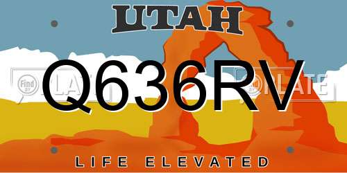 Q636RV Utah License Plate