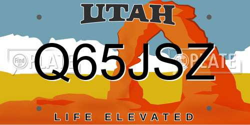 Q65JSZ Utah License Plate