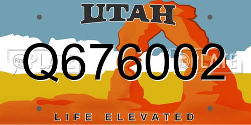 Q676002 Utah License Plate
