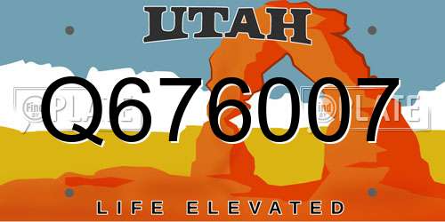 Q676007 Utah License Plate