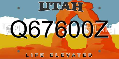 Q67600Z Utah License Plate