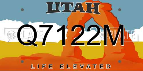 Q7122M Utah License Plate