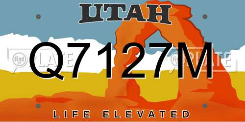 Q7127M Utah License Plate