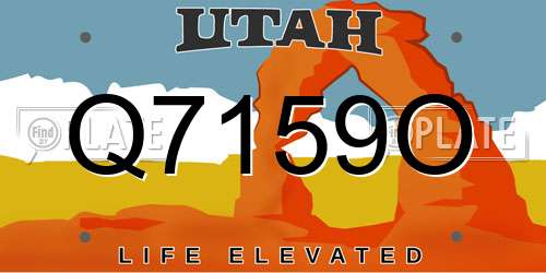 Q7159O Utah License Plate