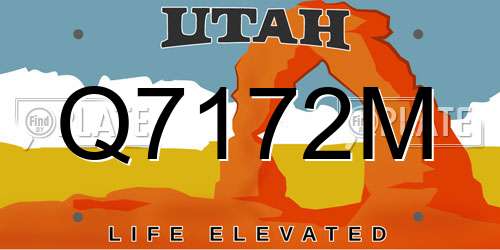 Q7172M Utah License Plate