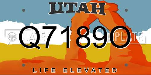 Q7189O Utah License Plate