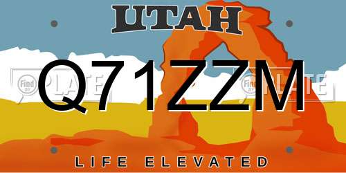 Q71ZZM Utah License Plate