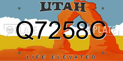 Q7258C Utah License Plate