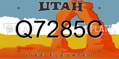 Q7285C Utah License Plate