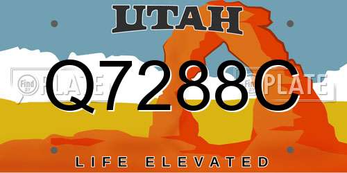 Q7288C Utah License Plate