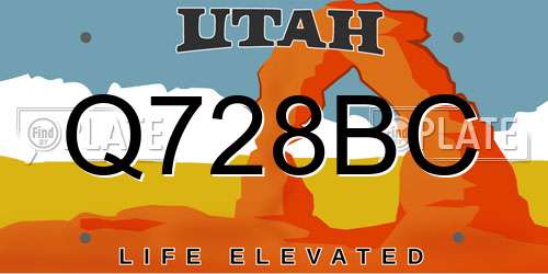 Q728BC Utah License Plate