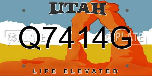 Q7414G Utah License Plate