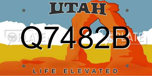 Q7482B Utah License Plate